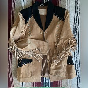 Turquoise Fringe Suede Jacket